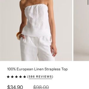 Quince NWT Linen Strapless Top in White